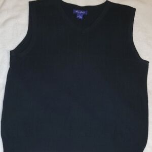 Alan Flusser Black Sweater Vest Size Large 100% Silk